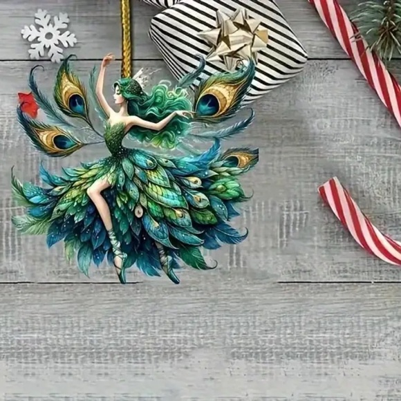 Peacock Fairy Sun Catcher Acrylic 2D Ornament Charm - Picture 6 of 9